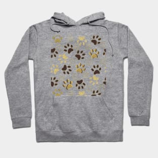 Gold and Brown Shining Paw Prints Hoodie